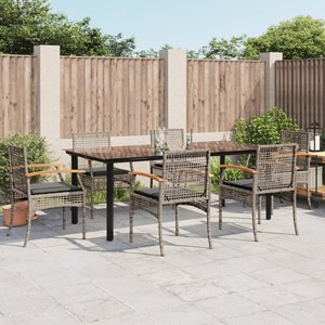 Maison exclusive - ensemble à manger de jardin et coussins 7 pcs gris rotin