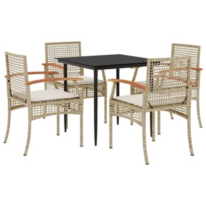 Maison exclusive - ensemble à manger de jardin avec coussins 5pcs beige poly rot