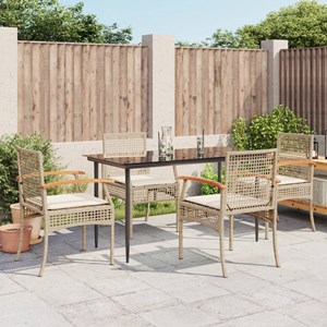 Maison exclusive - ensemble à manger de jardin avec coussins 5pcs beige poly rot