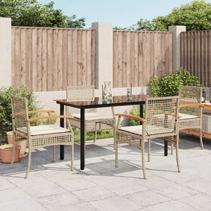 Maison exclusive - ensemble à manger de jardin avec coussins 5pcs beige poly rot