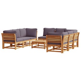 Maison exclusive - salon de jardin avec coussins 9 pcs bois massif d'acacia