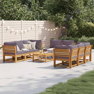 Maison exclusive - salon de jardin avec coussins 9 pcs bois massif d'acacia