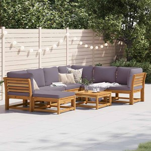 Maison exclusive - salon de jardin avec coussins 8 pcs bois massif d'acacia