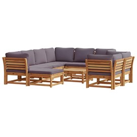 Maison exclusive - salon de jardin avec coussins 10 pcs bois massif d'acacia