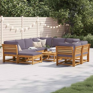 Maison exclusive - salon de jardin avec coussins 10 pcs bois massif d'acacia