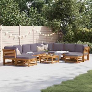 Maison exclusive - salon de jardin avec coussins 11 pcs bois massif d'acacia