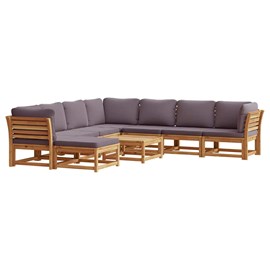 Maison exclusive - salon de jardin avec coussins 9 pcs bois massif d'acacia