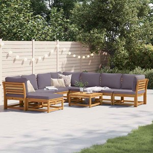 Maison exclusive - salon de jardin avec coussins 9 pcs bois massif d'acacia