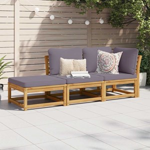 Maison exclusive - salon de jardin 3 pcs avec coussins bois massif d'acacia