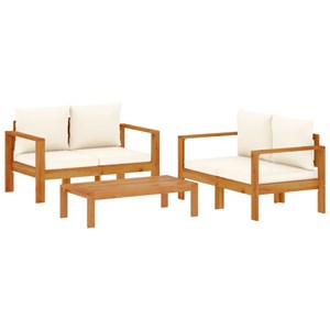 Maison exclusive - salon de jardin avec coussins 3 pcs bois massif d'acacia