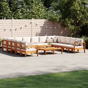 Maison exclusive - salon de jardin avec coussins 10 pcs bois d'acacia solide