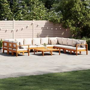 Maison exclusive - salon de jardin avec coussins 9 pcs bois massif d'acacia