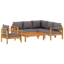 Maison exclusive - salon de jardin avec coussins 5 pcs bois d'acacia solide