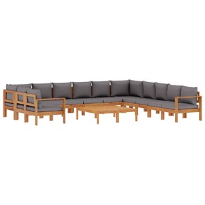 Maison exclusive - salon de jardin avec coussins 9 pcs bois massif d'acacia