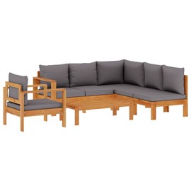Maison exclusive - salon de jardin avec coussins 5 pcs bois d'acacia solide