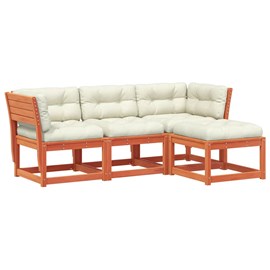 Maison exclusive - salon de jardin 4 pcs avec coussins cire marron bois pin mass