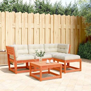 Maison exclusive - salon de jardin 4 pcs avec coussins cire marron bois pin mass