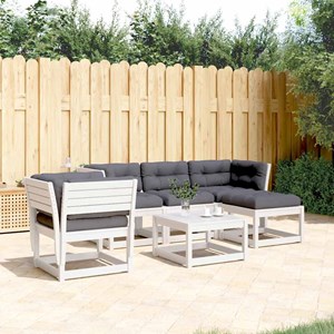 Maison exclusive - salon de jardin 5 pcs avec coussins blanc bois massif de pin