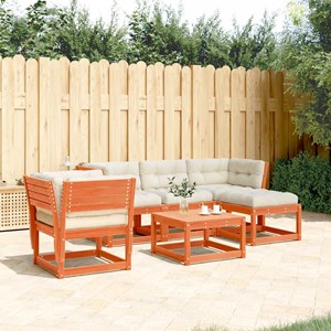 Maison exclusive - salon de jardin 5 pcs avec coussins cire marron bois pin mass