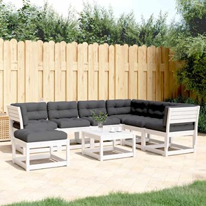 Maison exclusive - salon de jardin 7 pcs avec coussins blanc bois de pin massif