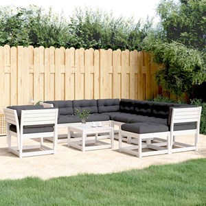 Maison exclusive - salon de jardin avec coussins 8 pcs blanc bois de pin massif