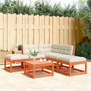 Maison exclusive - salon de jardin 5 pcs avec coussins cire marron bois pin mass