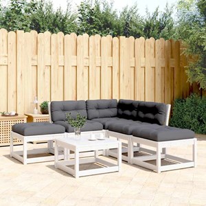 Maison exclusive - salon de jardin 5 pcs avec coussins blanc bois massif de pin