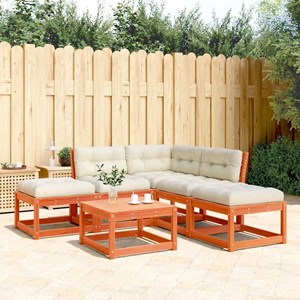 Maison exclusive - salon de jardin 5 pcs avec coussins cire marron bois pin mass