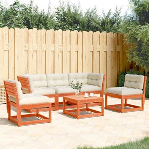 Maison exclusive - salon de jardin 5 pcs avec coussins cire marron bois pin mass
