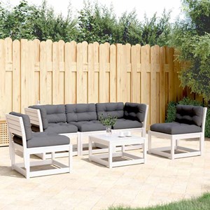 Maison exclusive - salon de jardin 5 pcs avec coussins blanc bois massif de pin