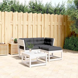 Maison exclusive - salon de jardin 3 pcs avec coussins blanc bois massif de pin