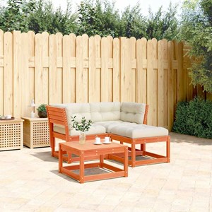 Maison exclusive - salon de jardin 3 pcs avec coussins cire marron bois pin mass