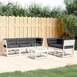 Maison exclusive - salon de jardin 5 pcs avec coussins blanc bois massif de pin