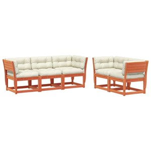 Maison exclusive - salon de jardin 5 pcs avec coussins cire marron bois pin mass