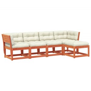 Maison exclusive - salon de jardin 5 pcs avec coussins cire marron bois pin mass