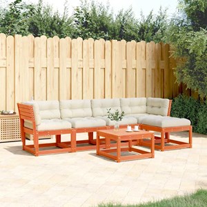 Maison exclusive - salon de jardin 5 pcs avec coussins cire marron bois pin mass