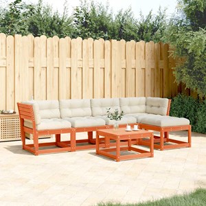 Maison exclusive - salon de jardin 5 pcs avec coussins cire marron bois pin mass