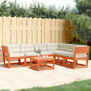 Maison exclusive - salon de jardin 6 pcs avec coussins cire marron bois pin mass