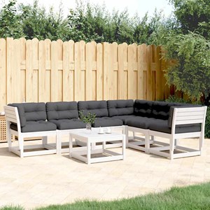 Maison exclusive - salon de jardin 6 pcs avec coussins blanc bois massif de pin