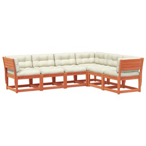 Maison exclusive - salon de jardin 6 pcs avec coussins cire marron bois pin mass