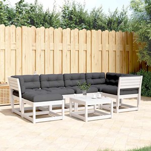 Maison exclusive - salon de jardin 6 pcs avec coussins blanc bois massif de pin