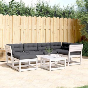 Maison exclusive - salon de jardin 6 pcs avec coussins blanc bois massif de pin