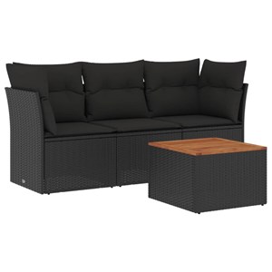 Maison exclusive - salon de jardin 4 pcs avec coussins noir résine tressée