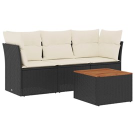 Maison exclusive - salon de jardin 4 pcs avec coussins noir résine tressée