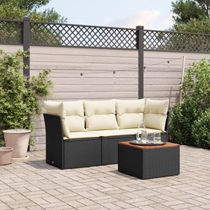 Maison exclusive - salon de jardin 4 pcs avec coussins noir résine tressée
