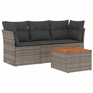 Maison exclusive - salon de jardin 4 pcs avec coussins gris résine tressée