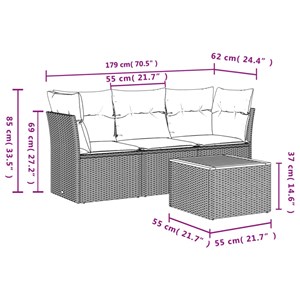 Maison exclusive - salon de jardin 4 pcs avec coussins gris résine tressée