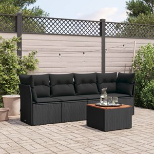 Maison exclusive - salon de jardin 5 pcs avec coussins noir résine tressée