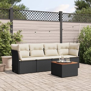 Maison exclusive - salon de jardin 5 pcs avec coussins noir résine tressée