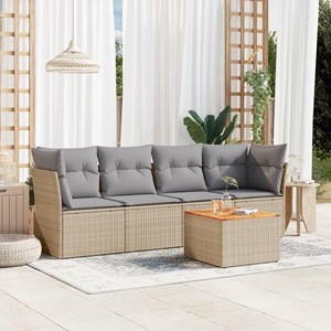 Maison exclusive - salon de jardin avec coussins 5 pcs beige résine tressée